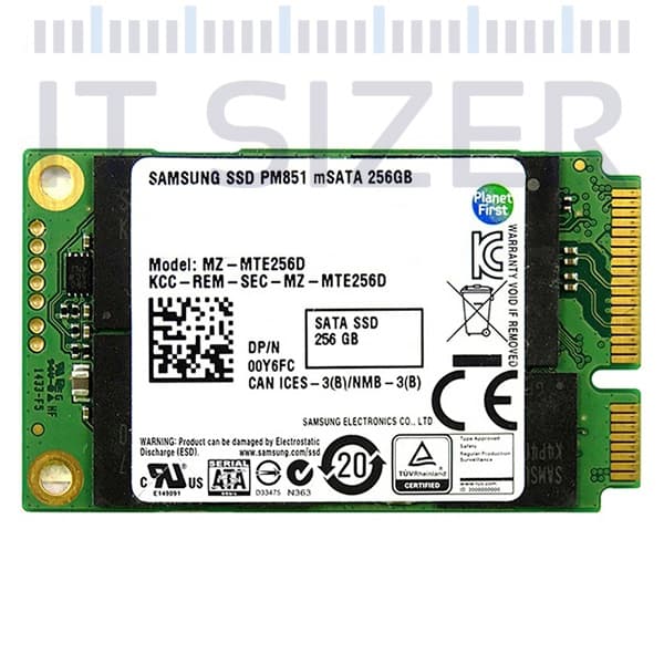 SAMSUNG PM851 2.5-7mm,  256GB mSATA, Solid State Drive (SSD) (Refurbished)